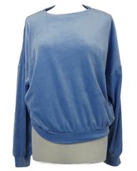 Dámská světlemodrá sametová crop mikina 