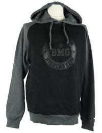 Pánská černo-šedá mikina s potiskem a kapucí 