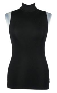 Dámský černý žebrovaný top se stojáčkem Amisu 