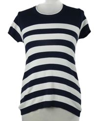 Dámské bílo-tmavomodré pruhované tričko Benetton 