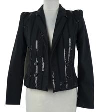 Dámský černý crop blejzr s flitrovými pruhy H&M