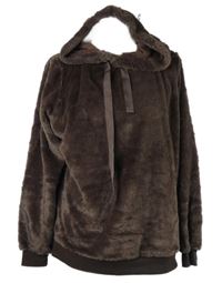 Dámská hnědá chlupatá mikina s kapucí Janina 