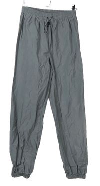 Dámské šedé šusťákové metalické kalhoty Shein 