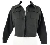 Dámský tmavošedý crop propínací svetr Primark