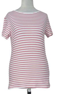 Dámské bílo-růžové pruhované tričko Primark 