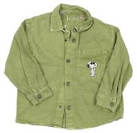 Khaki riflová košilová bunda se Snoopym Zara