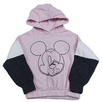 Světlerůžovo-bílo-černá mikina s Mickey Mousem a kapucí Disney