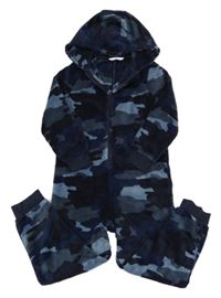 Tmavomodrá army chlupatá kombinéza s kapucí M&S