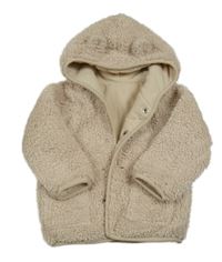 Béžová huňatá zateplená bunda s kapucí Nutmeg