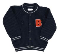 Tmavomodrý propínací svetr s pruhy Primark 