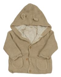 Béžový podšitý propínací svetr s kapucí George