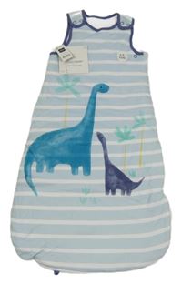 Nové - Modro-bílý pruhovaný zateplený spací pytel s dinosaury Dunnes