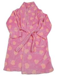 Růžový chlupatý župan se srdíčky kids