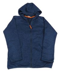 Tmavomodrá melírovaná pletená propínací mikina s kapucí alive