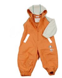 Oranžovo-bílá nepromokavá podšitá kombinéza s myškou a kapucí Smily