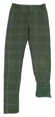 Khaki-béžovo-šedé kostkované zateplené legíny Manguun