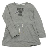 Šedé teplákové šaty s nápisem 