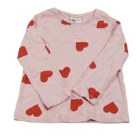 Světlerůžové triko se srdíčky H&M