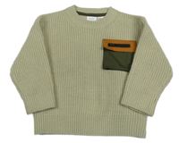 Světlekhaki svetr s kapsou Zara