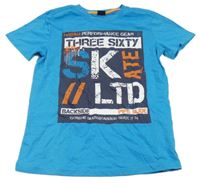 Azurové tričko s potiskem Y.F.K.