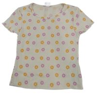 Sametové perforované tričko s kytičkami Y.F.K.