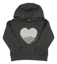 Tmavošedá mikina se srdcem a kapucí Primark