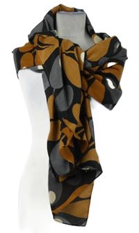 Dámský černo-šedo-béžový vzorovaný šátek 