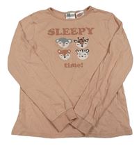 Lososové pyžamové triko se zvířaty H&M