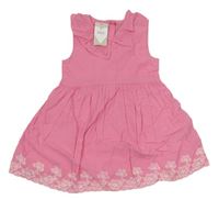 Růžové šaty s 3D puntíky a límečkem M&S