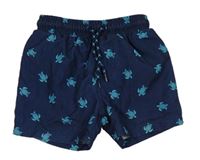 Tmavomodré plážové kraťasy s želvami Primark
