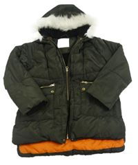 Tmavozelená šusťáková zimní parka s kapucí Matalan