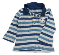 Modro-šedé pruhované polo triko s pejskem M&Co.