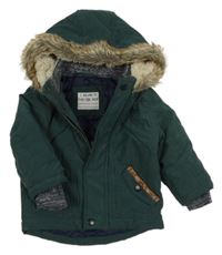 Tmavozelená šusťáková zimní bunda s kapucí St. Bernard