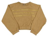 Béžová crop mikina s nápisem 