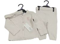 Nové - 3set - Světlerůžový třpytivý propínací svetr s kočkou + tepláky + čelenka Fishbone