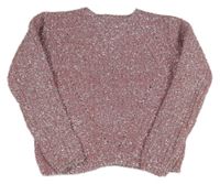 Růžovo-stříbrný žinylkový svetr Primark