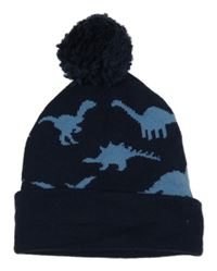 Nové - Tmavomodrý kulich s dinosaury a bambulí 