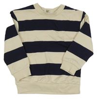 Béžovo-tmavomodrá pruhovaná mikina H&M