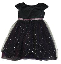 Černé sametovo/tylové šaty s hvězdičkami 