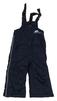 Tmavomodré šusťákové laclové oteplovačky s medvídky Impidimpi