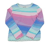 Světlemodro-růžové pruhované žebrované triko Next