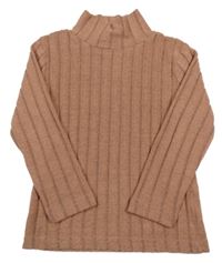 Starorůžový melírovaný žebrovaný úpletový rolák 