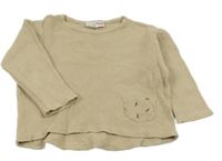 Béžové žebrované triko s kapsičkou Zara