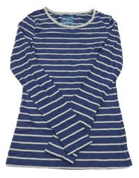 Tmavomodro-šedé pruhované triko Yd.