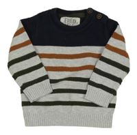 Tmavomodro-šedý svetr s pruhy F&F