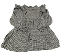 Černo-béžové vzorované šaty s volánkem Next