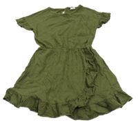 Khaki 3D puntíkaté šaty Hema