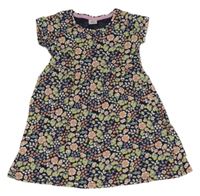 Tmavomodro-barevné květované bavlněné šaty Kiki&Koko