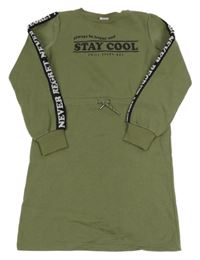 Khaki teplákové šaty s nápisem Y.F.K.