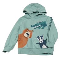 Zelená mikina se zvířaty a kapucí C&A